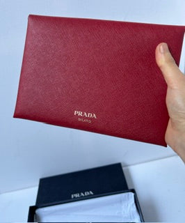 PRADA  RED CLUTCH W/ 2 INSERTS