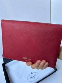 PRADA  RED CLUTCH W/ 2 INSERTS