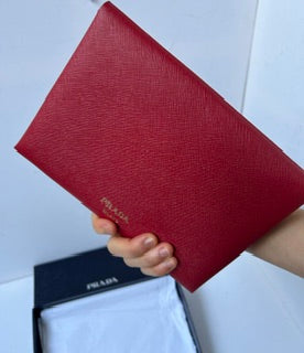 PRADA  RED CLUTCH W/ 2 INSERTS