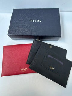 PRADA  RED CLUTCH W/ 2 INSERTS